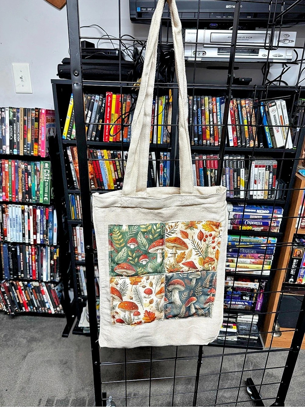 Patchwork Floral Tote in Cream & Green